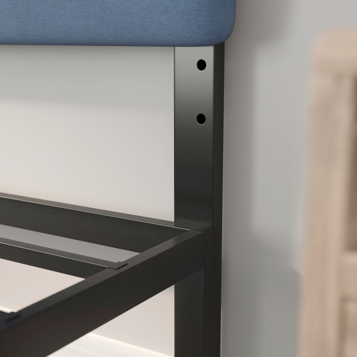 Paxton King Channel Stitched Fabric Upholstered Headboard, Adjustable Height from 44.5" to 57.25" - Blue