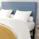 Paxton Queen Channel Stitched Fabric Upholstered Headboard, Adjustable Height from 44.5" to 57.25" - Blue