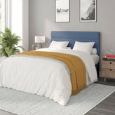 Paxton Queen Channel Stitched Fabric Upholstered Headboard, Adjustable Height from 44.5" to 57.25" - Blue