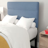 Paxton Twin Channel Stitched Fabric Upholstered Headboard, Adjustable Height from 44.5" to 57.25" - Blue