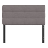 Paxton Full Channel Stitched Fabric Upholstered Headboard, Adjustable Height from 44.5" to 57.25" - Gray