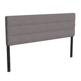 Paxton King Channel Stitched Fabric Upholstered Headboard, Adjustable Height from 44.5" to 57.25" - Gray