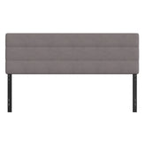 Paxton King Channel Stitched Fabric Upholstered Headboard, Adjustable Height from 44.5" to 57.25" - Gray