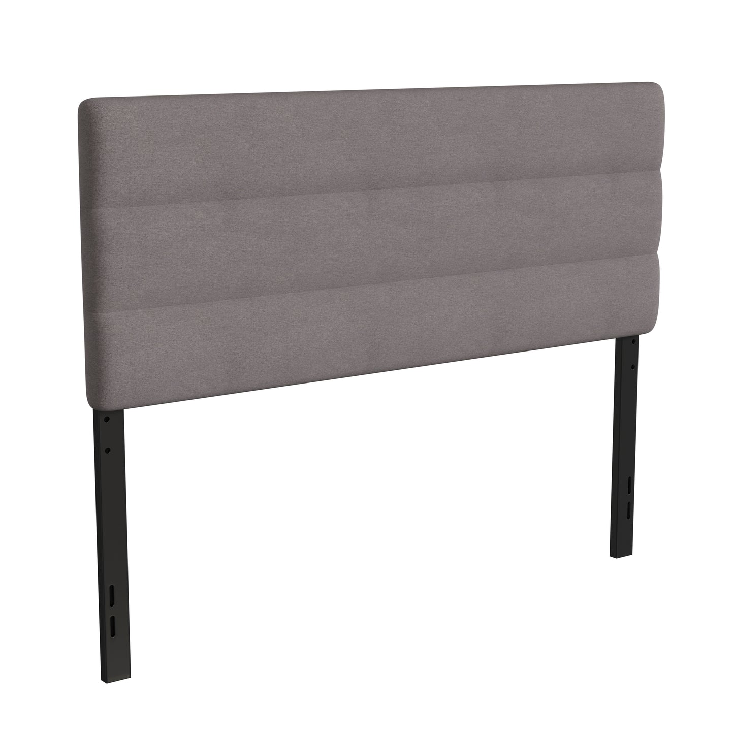 Paxton Queen Channel Stitched Fabric Upholstered Headboard, Adjustable Height from 44.5" to 57.25" - Gray