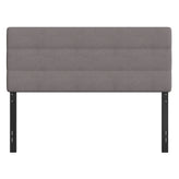Paxton Queen Channel Stitched Fabric Upholstered Headboard, Adjustable Height from 44.5" to 57.25" - Gray