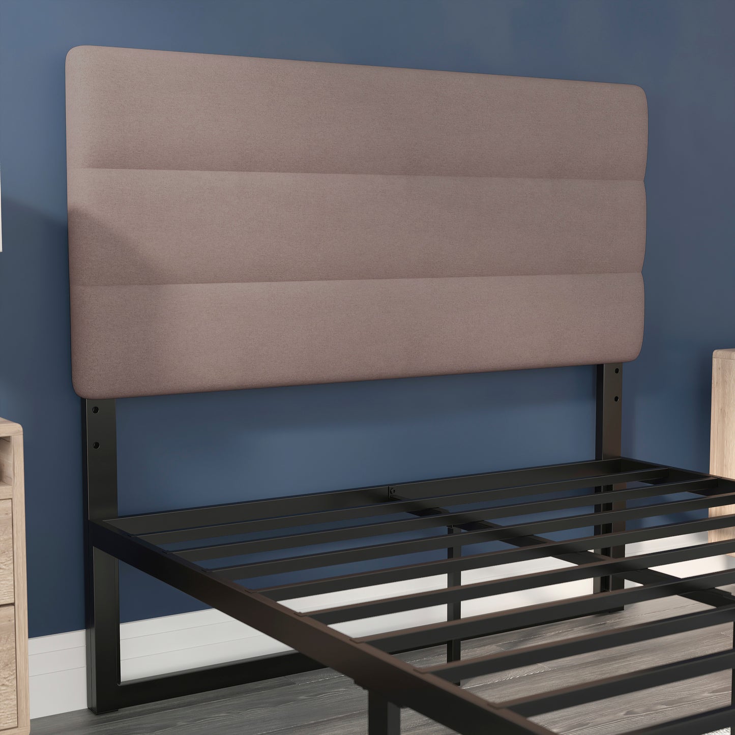 Paxton Full Channel Stitched Fabric Upholstered Headboard, Adjustable Height from 44.5" to 57.25" - Taupe