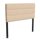 Paxton Full Channel Stitched Fabric Upholstered Headboard, Adjustable Height from 44.5" to 57.25" - Cream