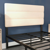 Paxton Full Channel Stitched Fabric Upholstered Headboard, Adjustable Height from 44.5" to 57.25" - Cream