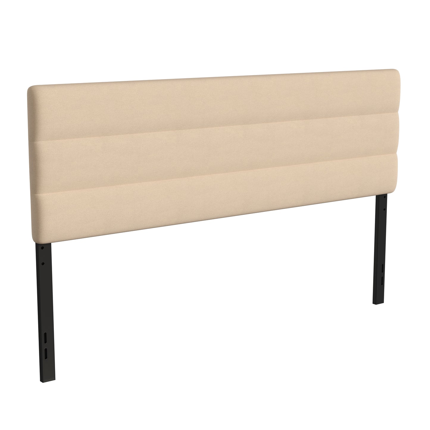 Paxton King Channel Stitched Fabric Upholstered Headboard, Adjustable Height from 44.5" to 57.25" - Cream