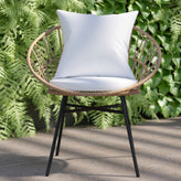 Devon Set of 2 Indoor/Outdoor Modern Papasan Patio Chairs, Rope with Tan Finish PE Wicker Rattan and Light Gray Cushions