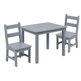 Kyndl Kids Solid Hardwood Table and Chair Set for Playroom, Bedroom, Kitchen - 3 Piece Set - Gray