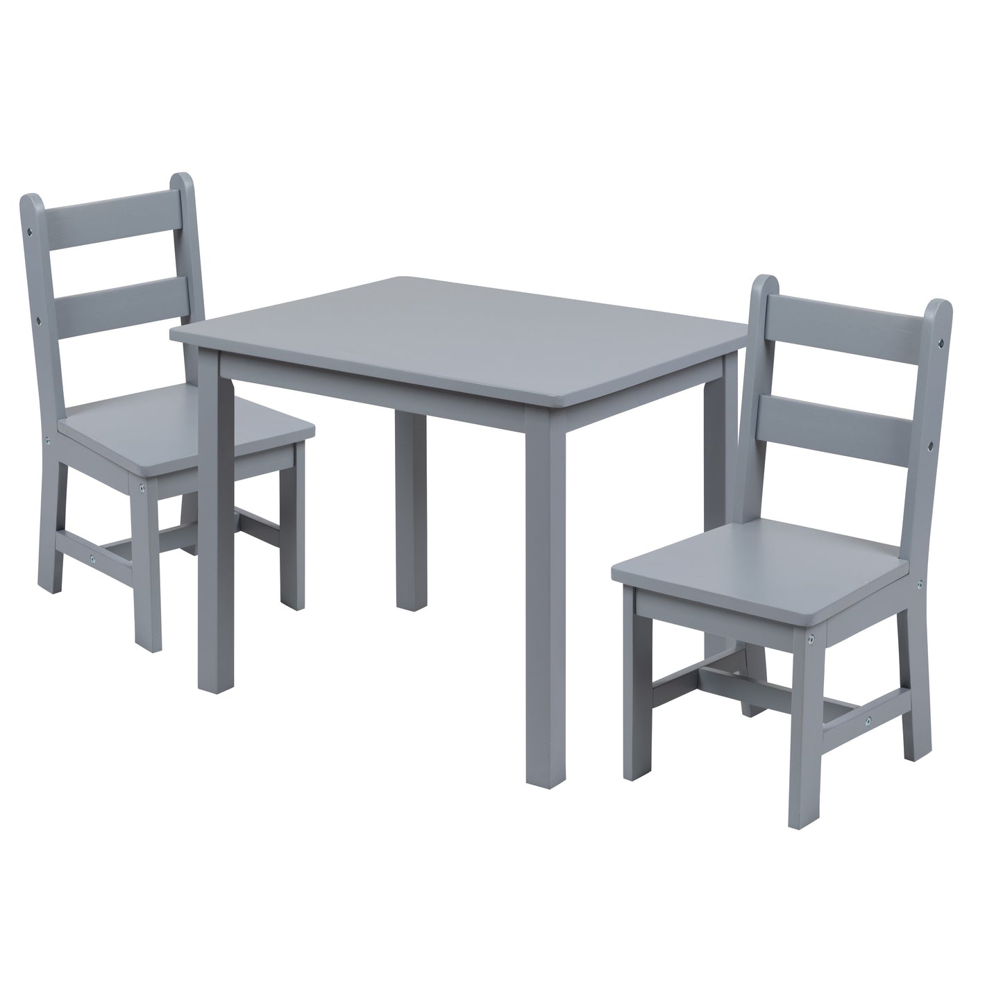 Kyndl Kids Solid Hardwood Table and Chair Set for Playroom, Bedroom, Kitchen - 3 Piece Set - Gray