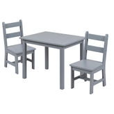 Kyndl Kids Solid Hardwood Table and Chair Set for Playroom, Bedroom, Kitchen - 3 Piece Set - Gray