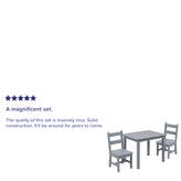 Kyndl Kids Solid Hardwood Table and Chair Set for Playroom, Bedroom, Kitchen - 3 Piece Set - Gray