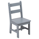 Kyndl Kids Solid Hardwood Table and Chair Set for Playroom, Bedroom, Kitchen - 3 Piece Set - Gray