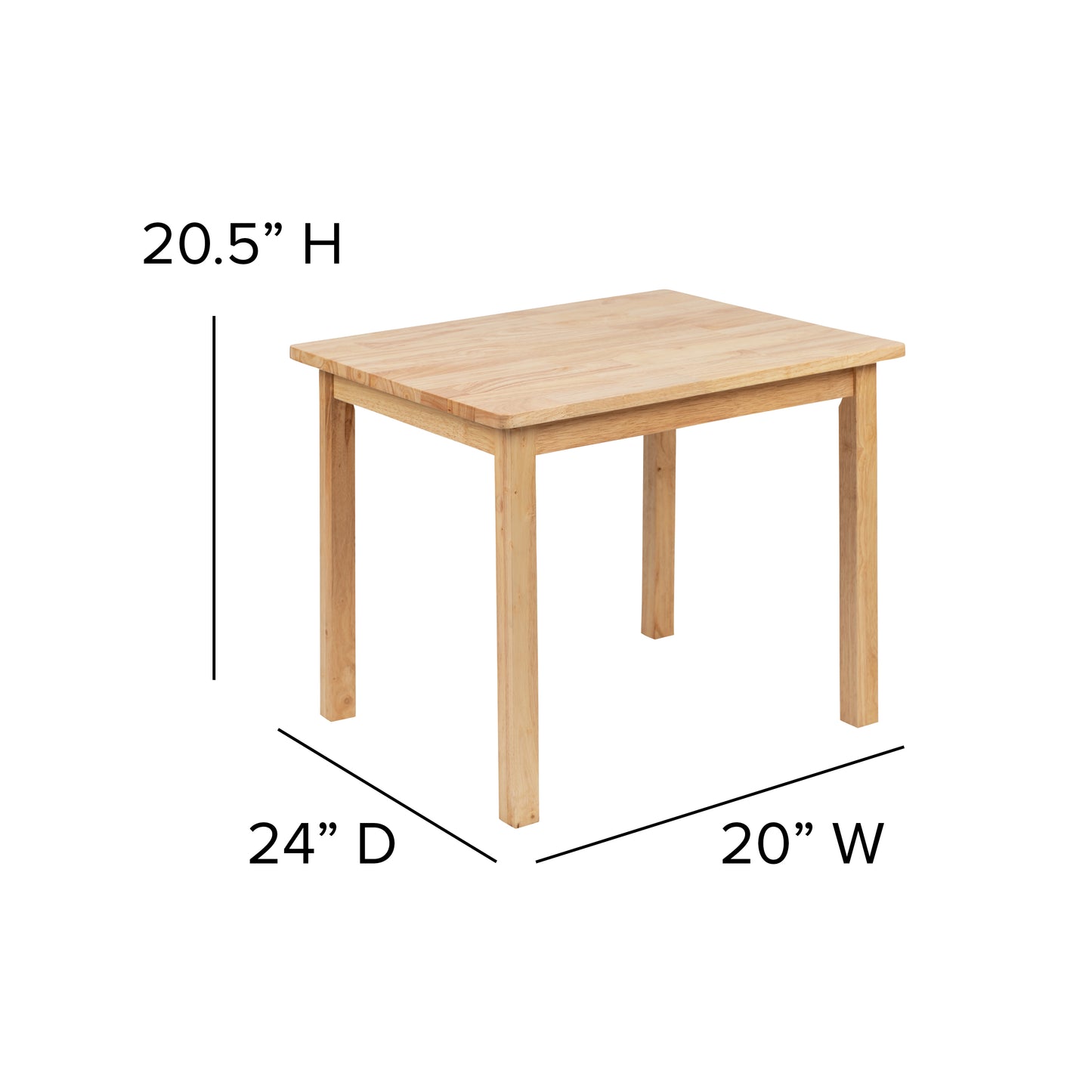 Kyndl Kids Solid Hardwood Table and Chair Set for Playroom, Bedroom, Kitchen - 3 Piece Set - Natural