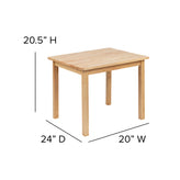 Kyndl Kids Solid Hardwood Table and Chair Set for Playroom, Bedroom, Kitchen - 3 Piece Set - Natural