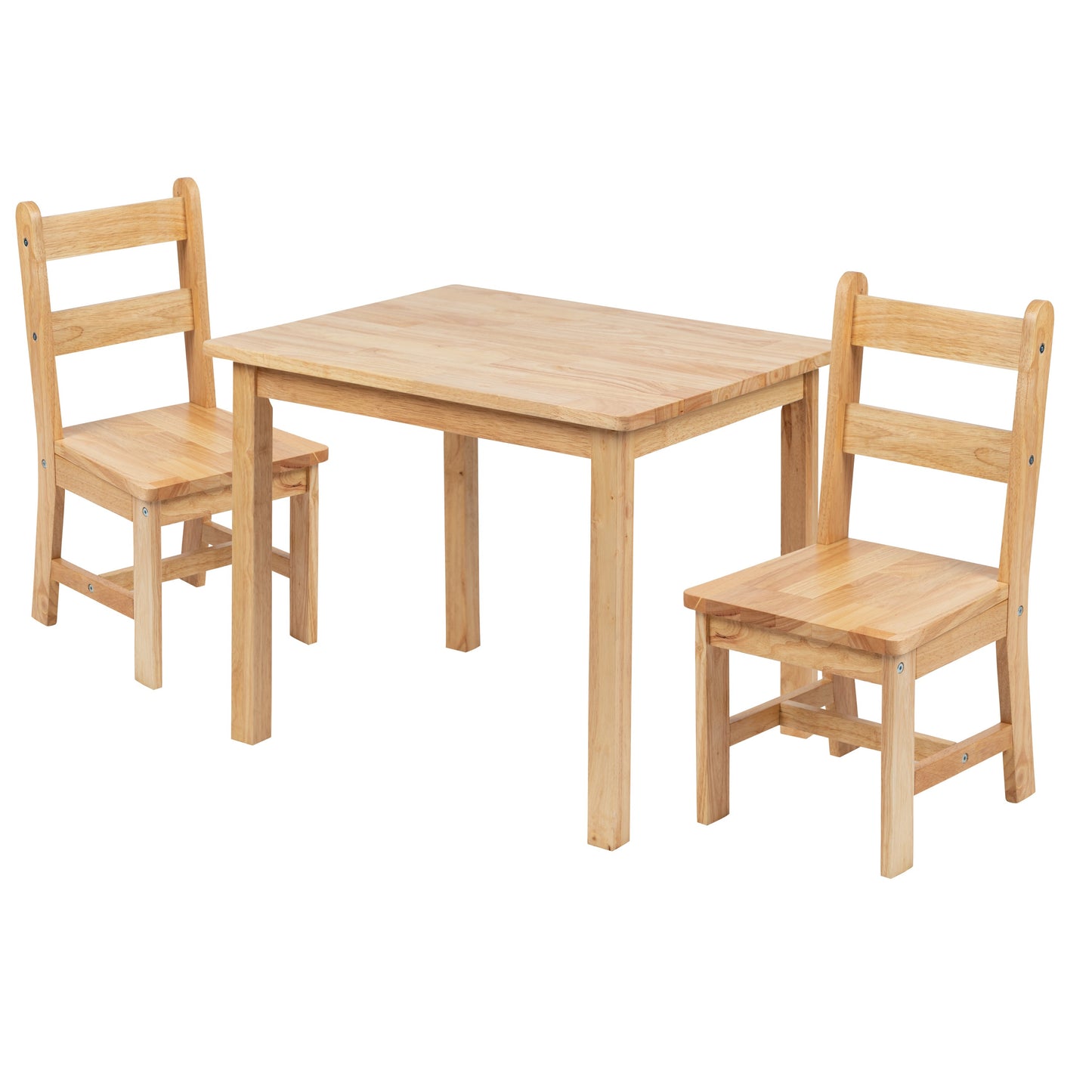 Kyndl Kids Solid Hardwood Table and Chair Set for Playroom, Bedroom, Kitchen - 3 Piece Set - Natural