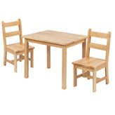 Kyndl Kids Solid Hardwood Table and Chair Set for Playroom, Bedroom, Kitchen - 3 Piece Set - Natural