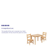 Kyndl Kids Solid Hardwood Table and Chair Set for Playroom, Bedroom, Kitchen - 3 Piece Set - Natural
