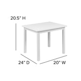 Kyndl Kids Solid Hardwood Table and Chair Set for Playroom, Bedroom, Kitchen - 3 Piece Set - White