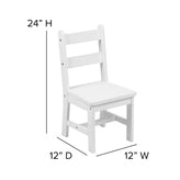 Kyndl Kids Solid Hardwood Table and Chair Set for Playroom, Bedroom, Kitchen - 3 Piece Set - White