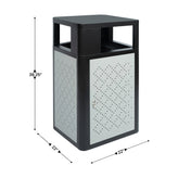 Brooks 31.4 Gallon Indoor-Outdoor Steel Trash Can with Locking Access Door and Removable Inner Fiberglass Bin, Black/Silver