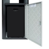 Brooks 31.4 Gallon Indoor-Outdoor Steel Trash Can with Locking Access Door and Removable Inner Fiberglass Bin, Black/Silver