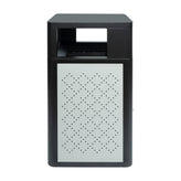 Brooks 31.4 Gallon Indoor-Outdoor Steel Trash Can with Locking Access Door and Removable Inner Fiberglass Bin, Black/Silver
