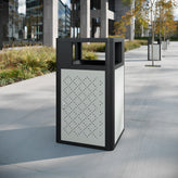 Brooks 31.4 Gallon Indoor-Outdoor Steel Trash Can with Locking Access Door and Removable Inner Fiberglass Bin, Black/Silver