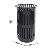 Collins Commercial Grade Black Outdoor Round Slatted Steel 37 Gallon Trash Can with Removable Inner Bin