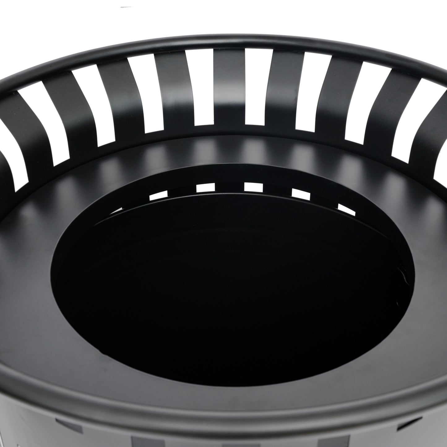 Collins Commercial Grade Black Outdoor Round Slatted Steel 37 Gallon Trash Can with Removable Inner Bin