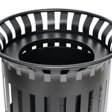 Collins Commercial Grade Black Outdoor Round Slatted Steel 37 Gallon Trash Can with Removable Inner Bin