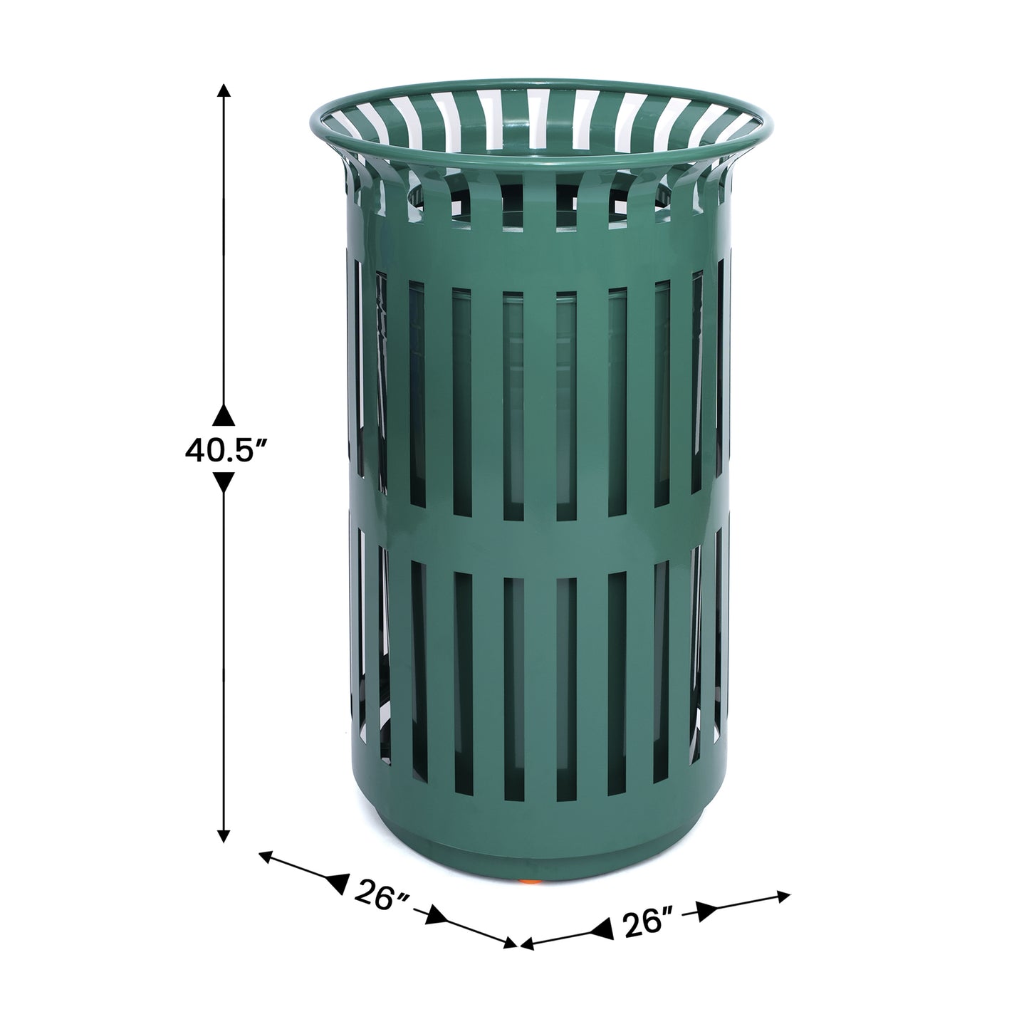 Collins Commercial Grade Green Outdoor Round Slatted Steel 37 Gallon Trash Can with Removable Inner Bin
