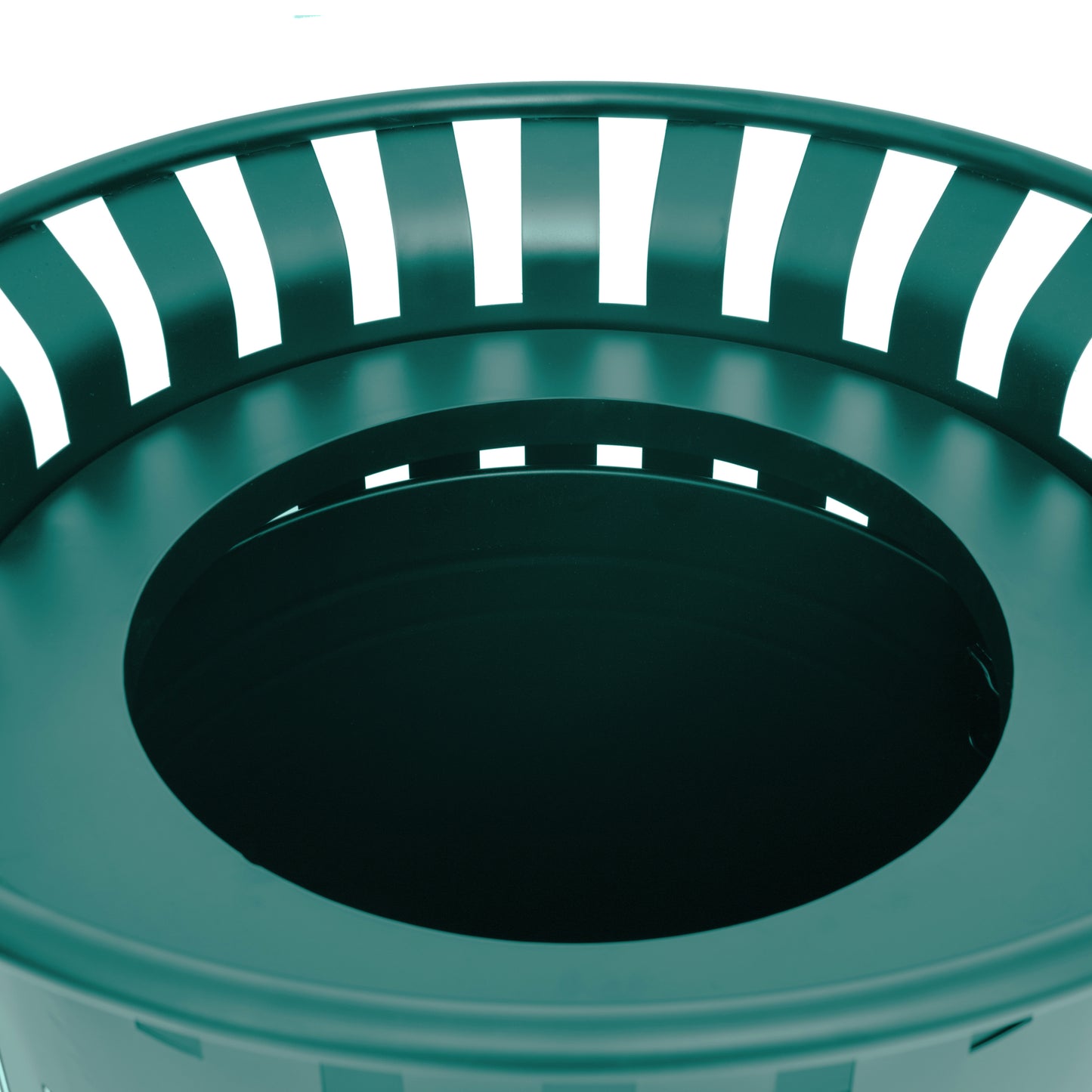 Collins Commercial Grade Green Outdoor Round Slatted Steel 37 Gallon Trash Can with Removable Inner Bin