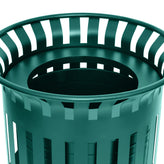Collins Commercial Grade Green Outdoor Round Slatted Steel 37 Gallon Trash Can with Removable Inner Bin