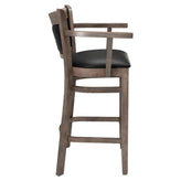 Premium Benson Padded Back Wood Bar Stool with Arms19cfcd24b1067c2e5c