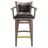 Premium Benson Padded Back Wood Bar Stool with Arms19cfcd24b1064aa407