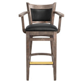 Premium Benson Padded Back Wood Bar Stool with Arms19cfcd24b1064aa407