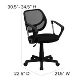Neri Low Back Black Mesh Swivel Task Office Chair with Curved Square Back and Arms