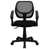 Neri Low Back Black Mesh Swivel Task Office Chair with Curved Square Back and Arms