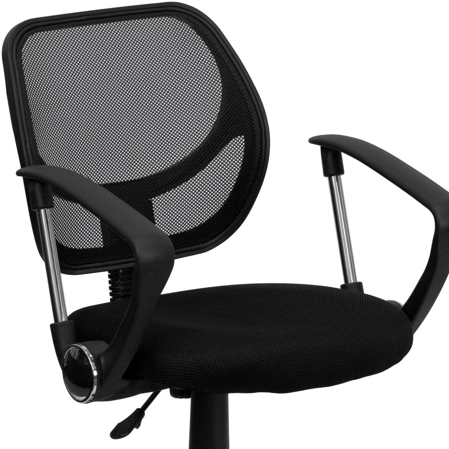 Neri Low Back Black Mesh Swivel Task Office Chair with Curved Square Back and Arms