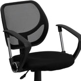 Neri Low Back Black Mesh Swivel Task Office Chair with Curved Square Back and Arms
