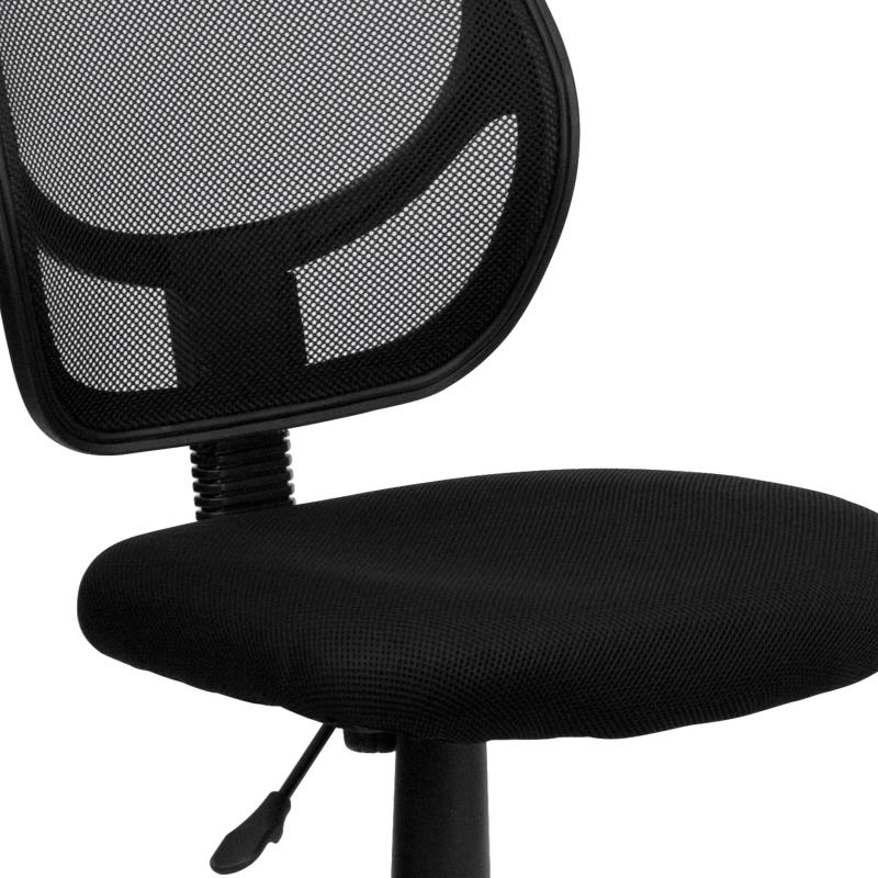 Neri Low Back Black Mesh Swivel Task Office Chair with Curved Square Back