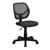 Neri Low Back Gray Mesh Swivel Task Office Chair with Curved Square Back