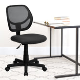 Neri Low Back Gray Mesh Swivel Task Office Chair with Curved Square Back