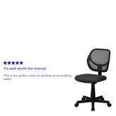 Neri Low Back Gray Mesh Swivel Task Office Chair with Curved Square Back