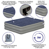 Kellos 18 inch Air Mattress with ETL Certified Internal Electric Pump and Carrying Case - Queen