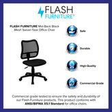 Alber Mid-Back Black Mesh Swivel Task Office Chair