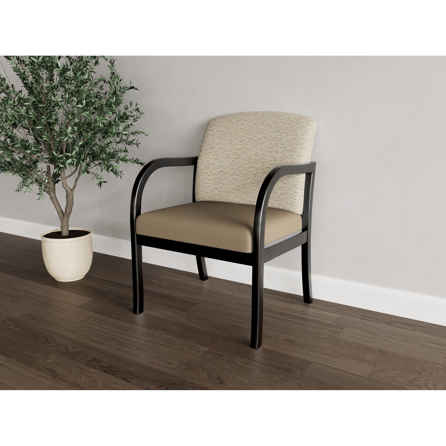 Weston Waiting Reception Wide Guest Chair Wood Frame